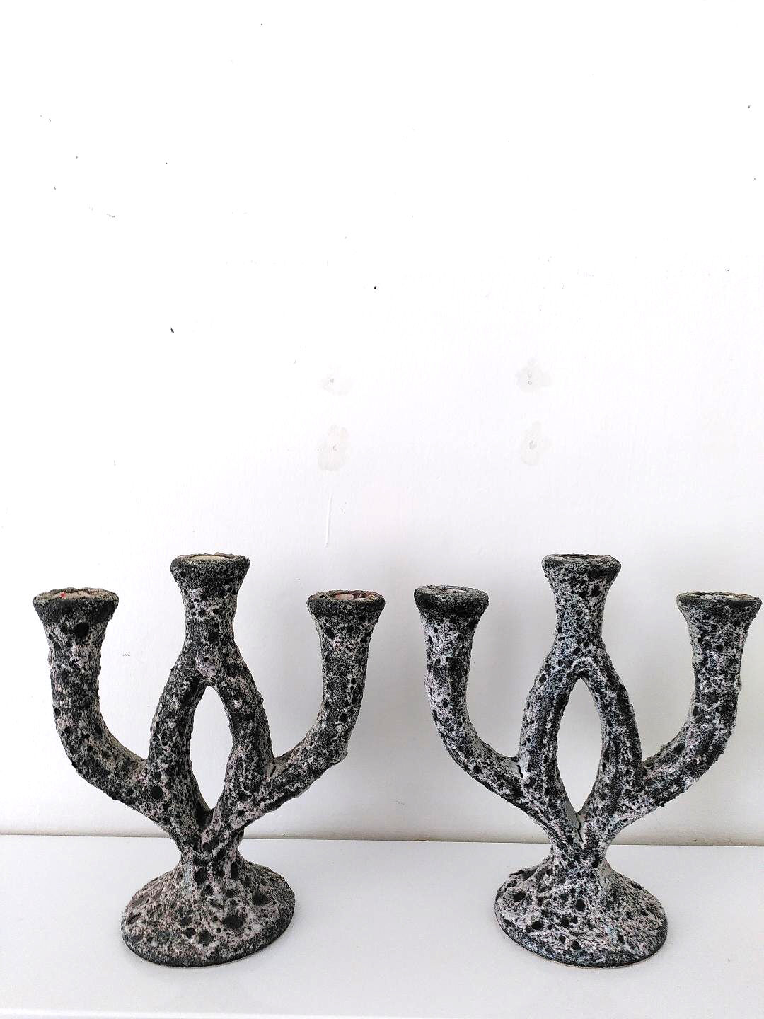 Pair of ceramic candle holders