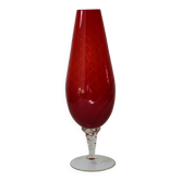 Large vintage twisted red glass vase