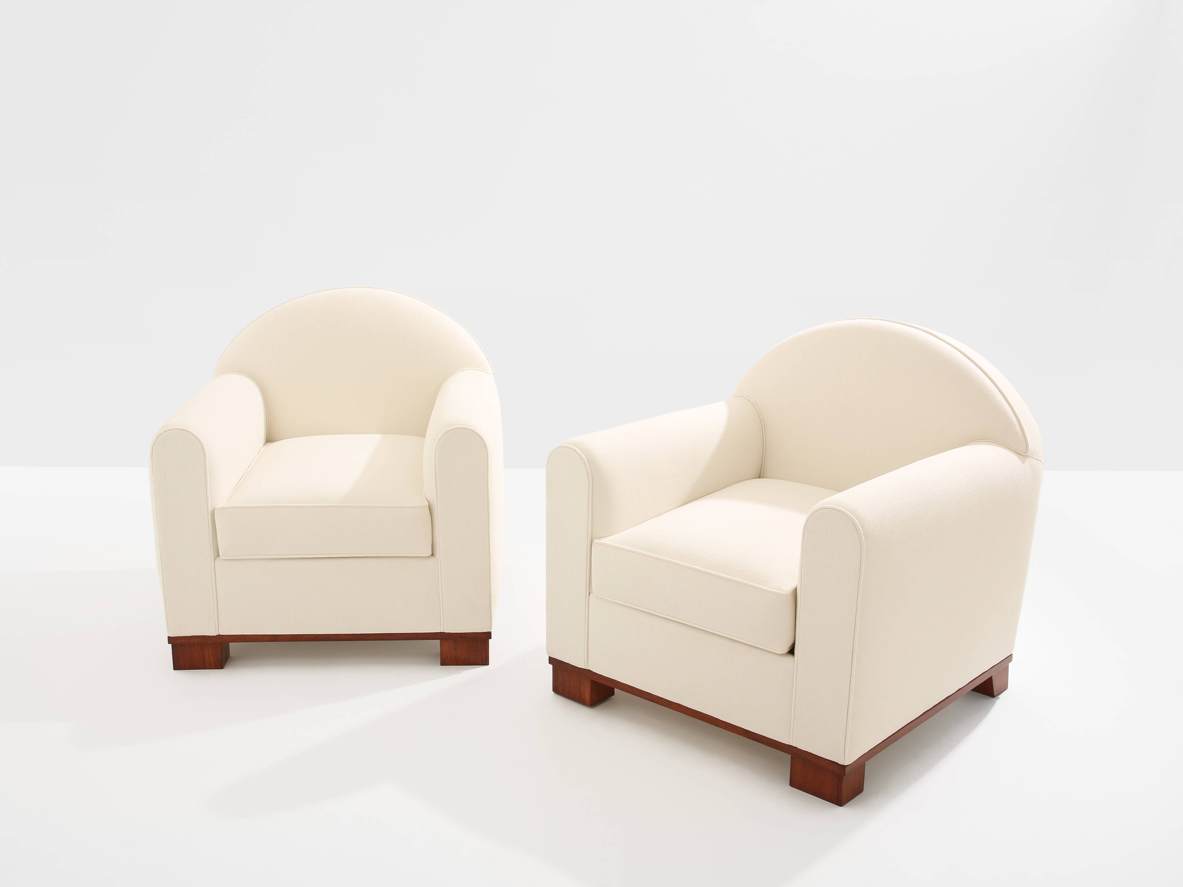 Jacques Adnet pair of modernist club armchairs in rosewood 1931