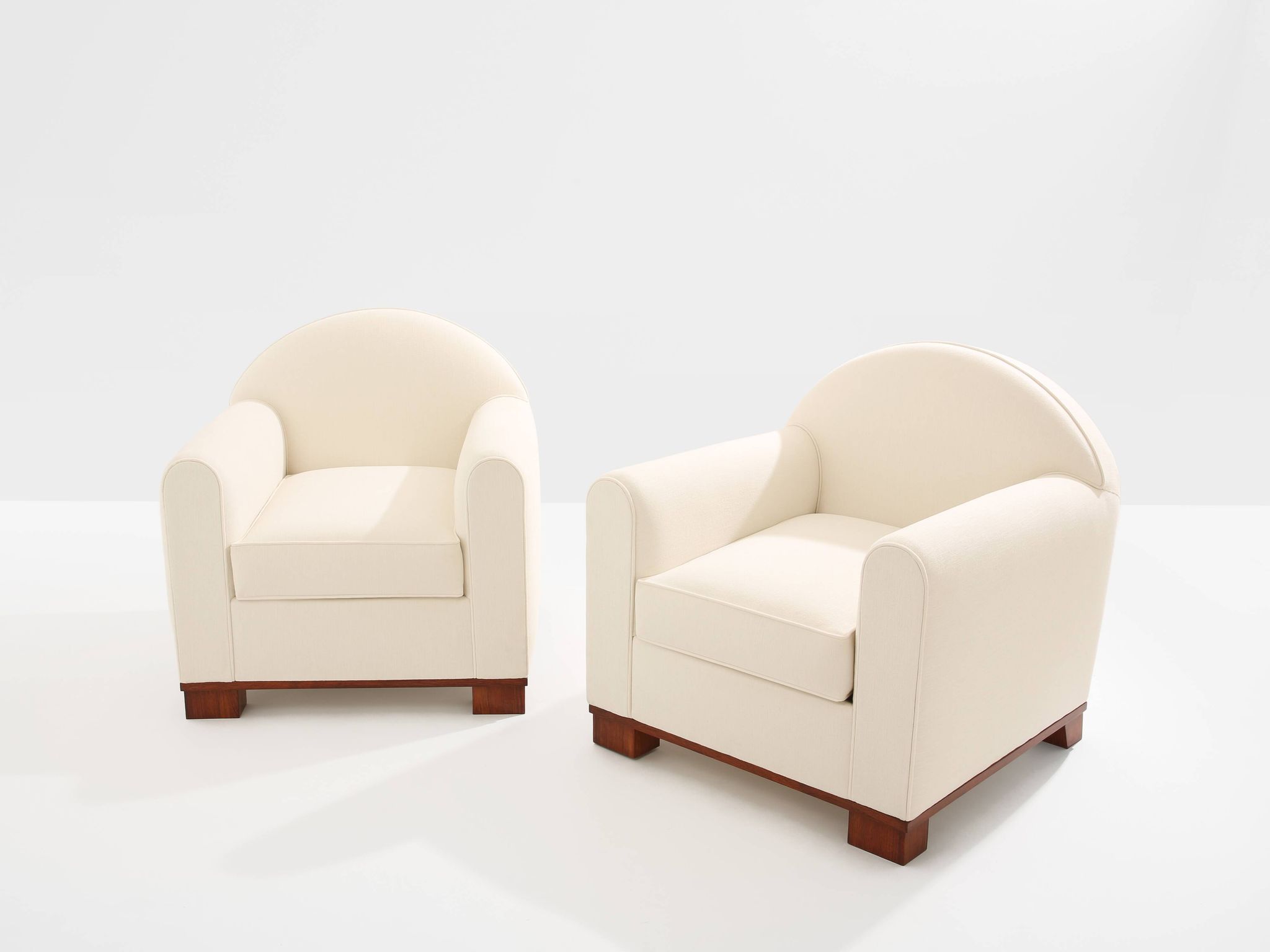 Jacques Adnet pair of modernist club armchairs in rosewood 1931