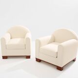 Jacques Adnet pair of modernist club armchairs in rosewood 1931