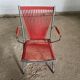 Folding scoubidou children's armchair red and vintage chrome 1950