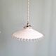 Pair of Art Deco pendant lights in scalloped white opaline, 1920-30