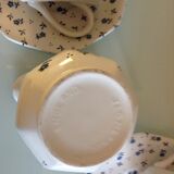 White ceramic tea set with blue flowers / vintage 70s