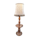 Turned wooden floor lamp with lampshade