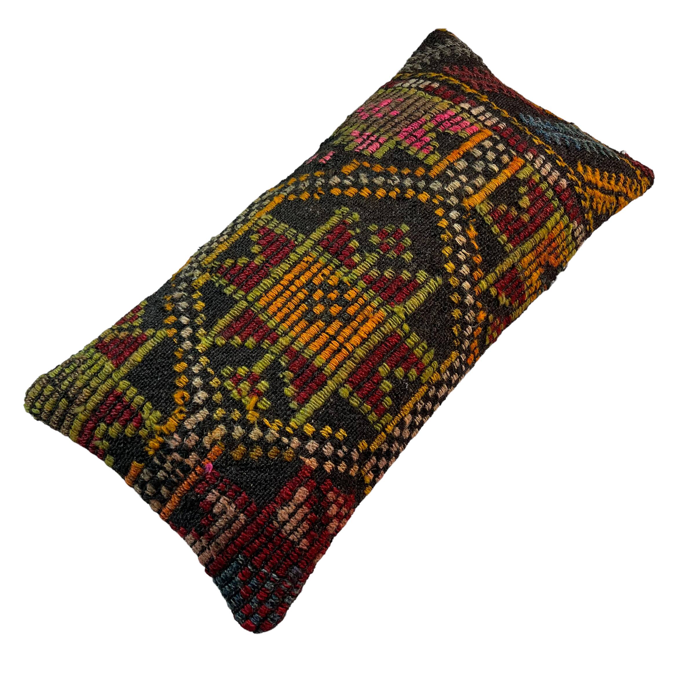 Vintage turkish kilim cushion cover , 30 x 60 cm