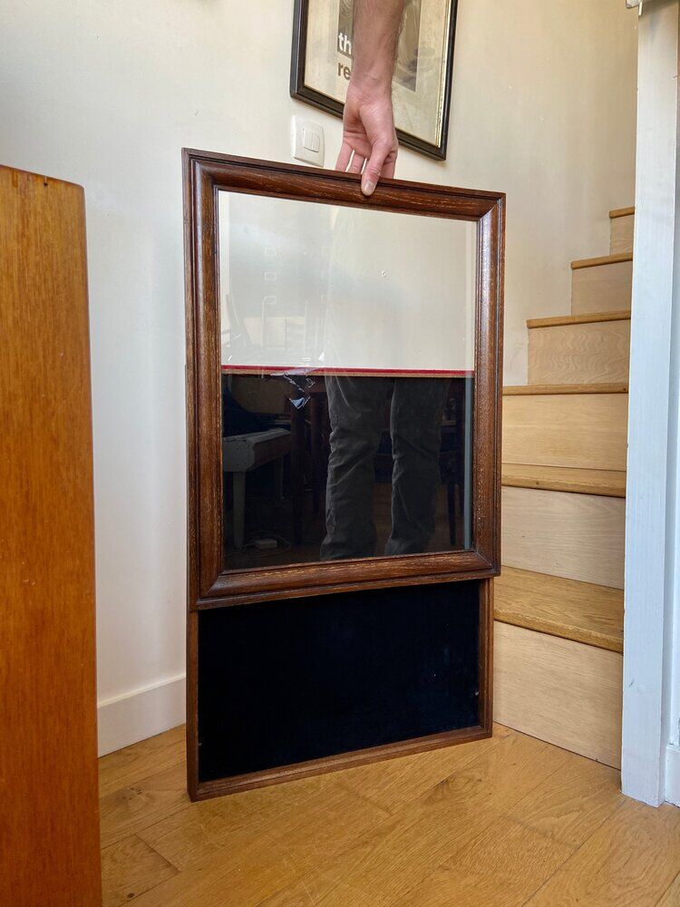 Wooden and black velvet showcase