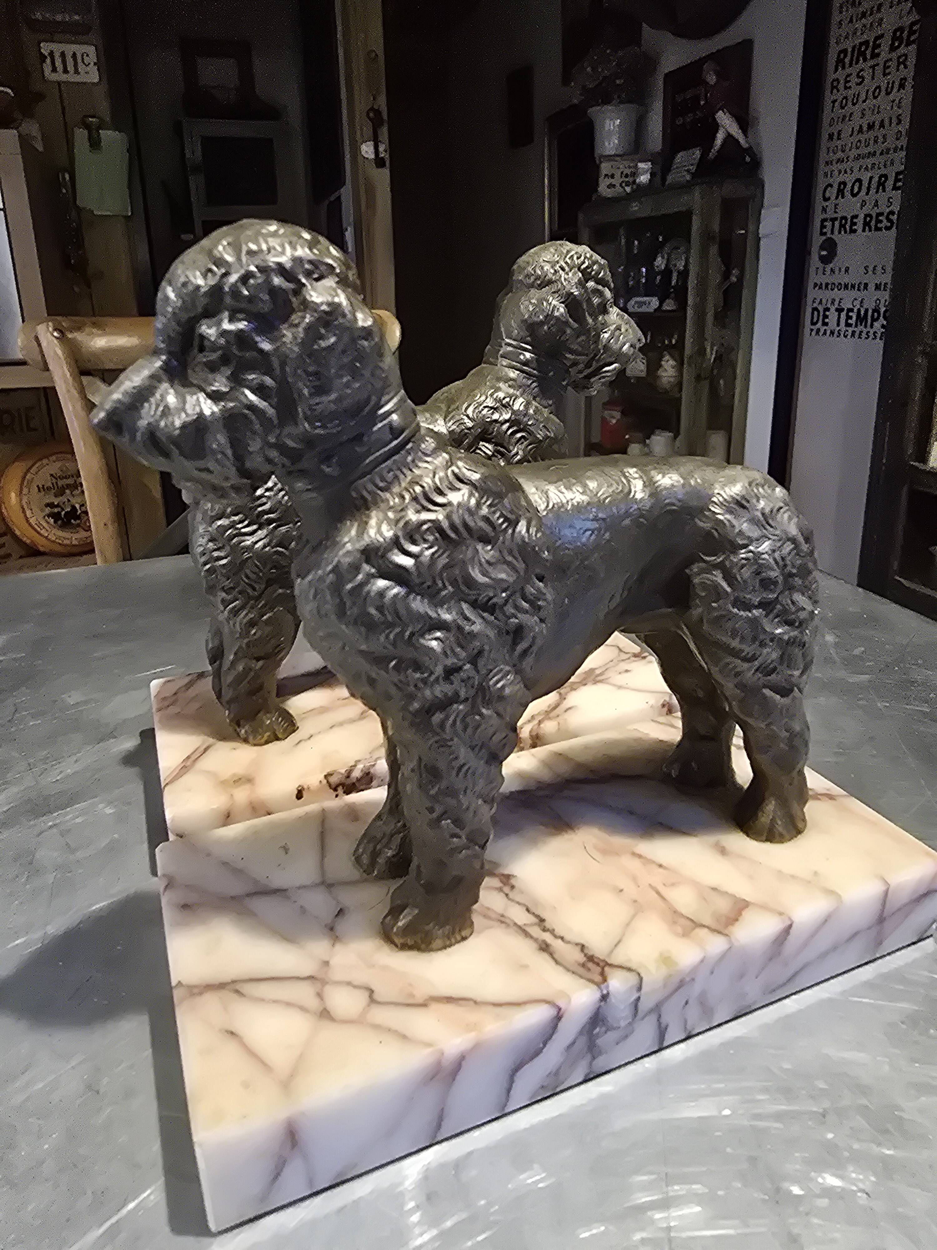 Paire de serre-livres aux caniches