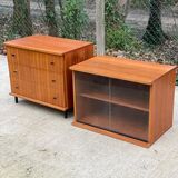 Chest of drawers buffet 2 bodies Scandinavian wooden display cabinet with 3 drawers