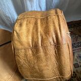 Pair of leather poufs