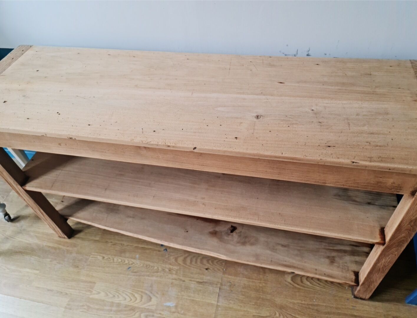 Draper's table in raw oak fully vitrified