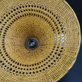 Rattan chandelier and lampshade - circa 1970
