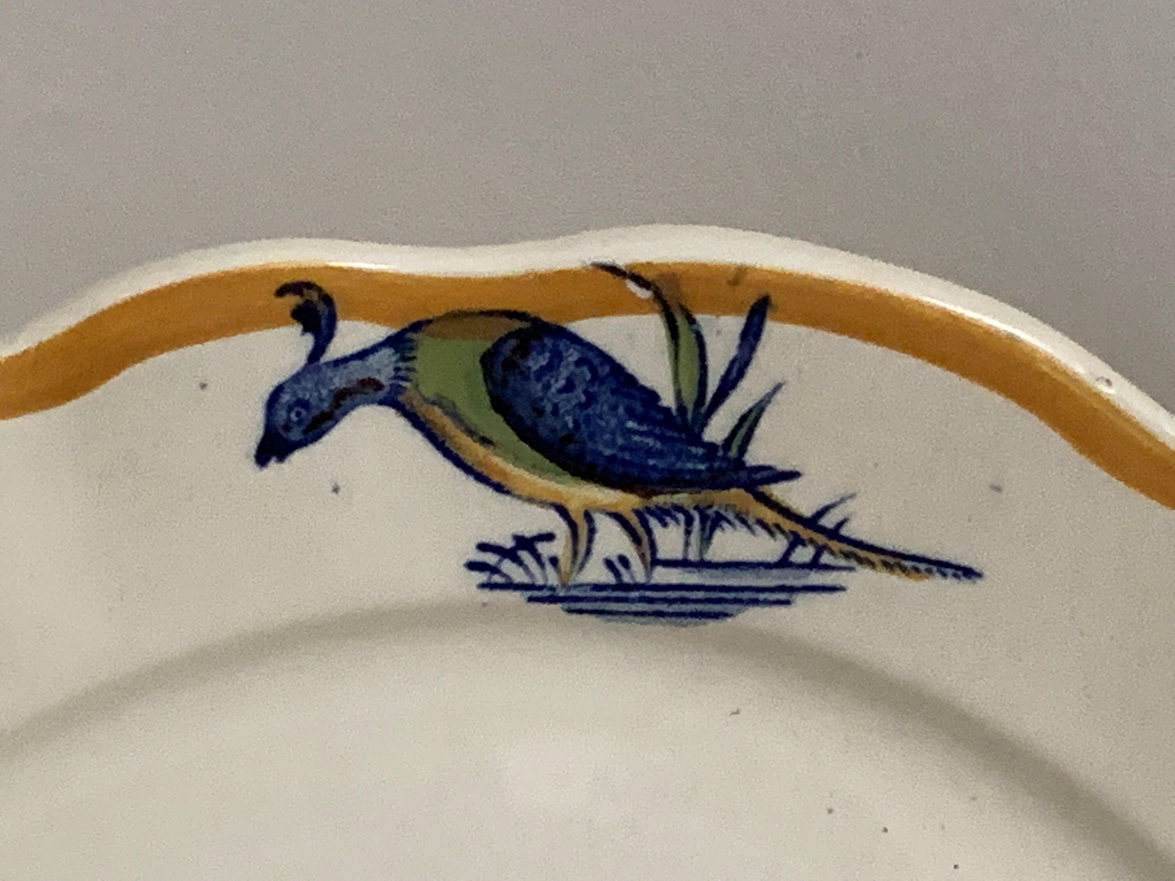12 art nouveau flat plates from Boch La Louvière, peacock model