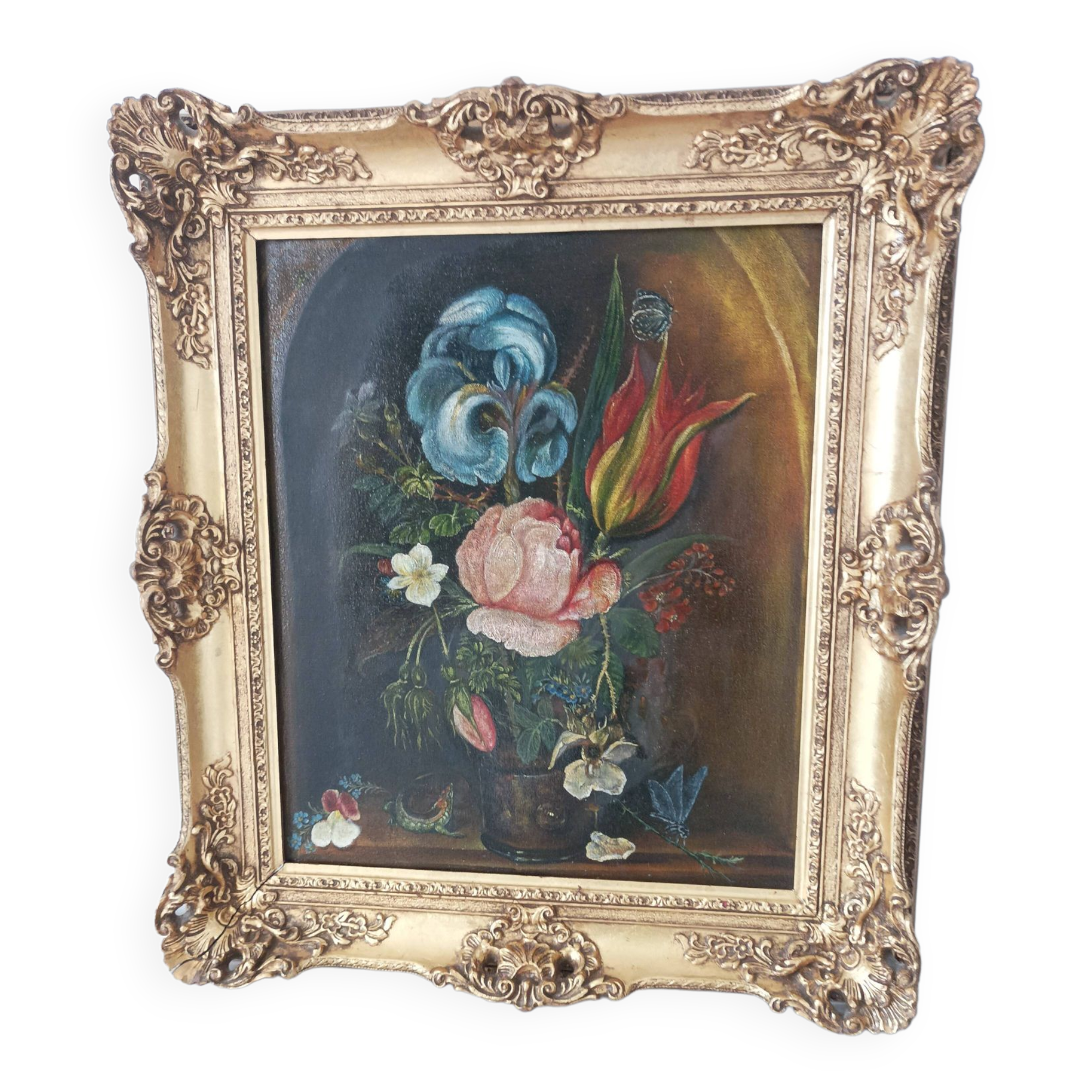 Oil painting on old canvas