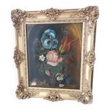 Oil painting on old canvas