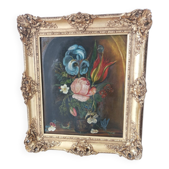 Oil painting on old canvas