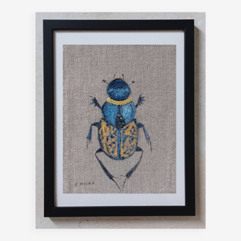 Painting on linen, the beetle