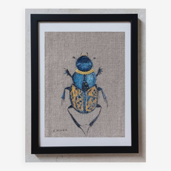 Peinture sur lin, le scarabée