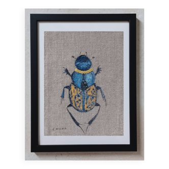 Painting on linen, the beetle