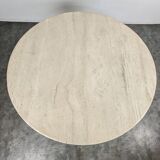 Italian dining table with a travertine top.
