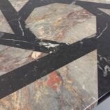 Vintage square marble coffee table with geometric patterns from the 70s