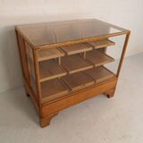 Antique oak store counter with drawers