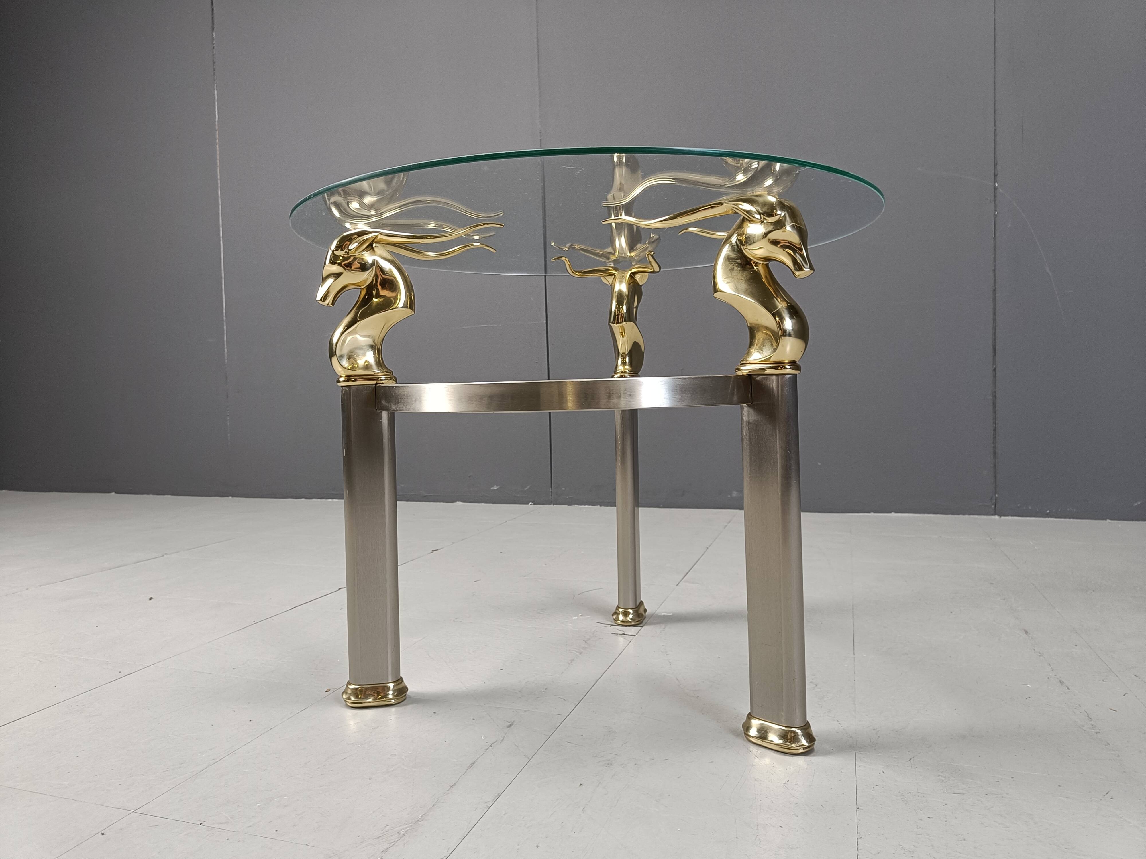 Vintage brass side table in the shape of an ibex or antelope, 1970s