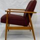 Chair created by Mr. Zieliski year 60 burgundy fabric.