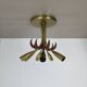 Brass Italian Stilnovo Style Theatre Ceiling Light Flush Mount, Italy, 1950