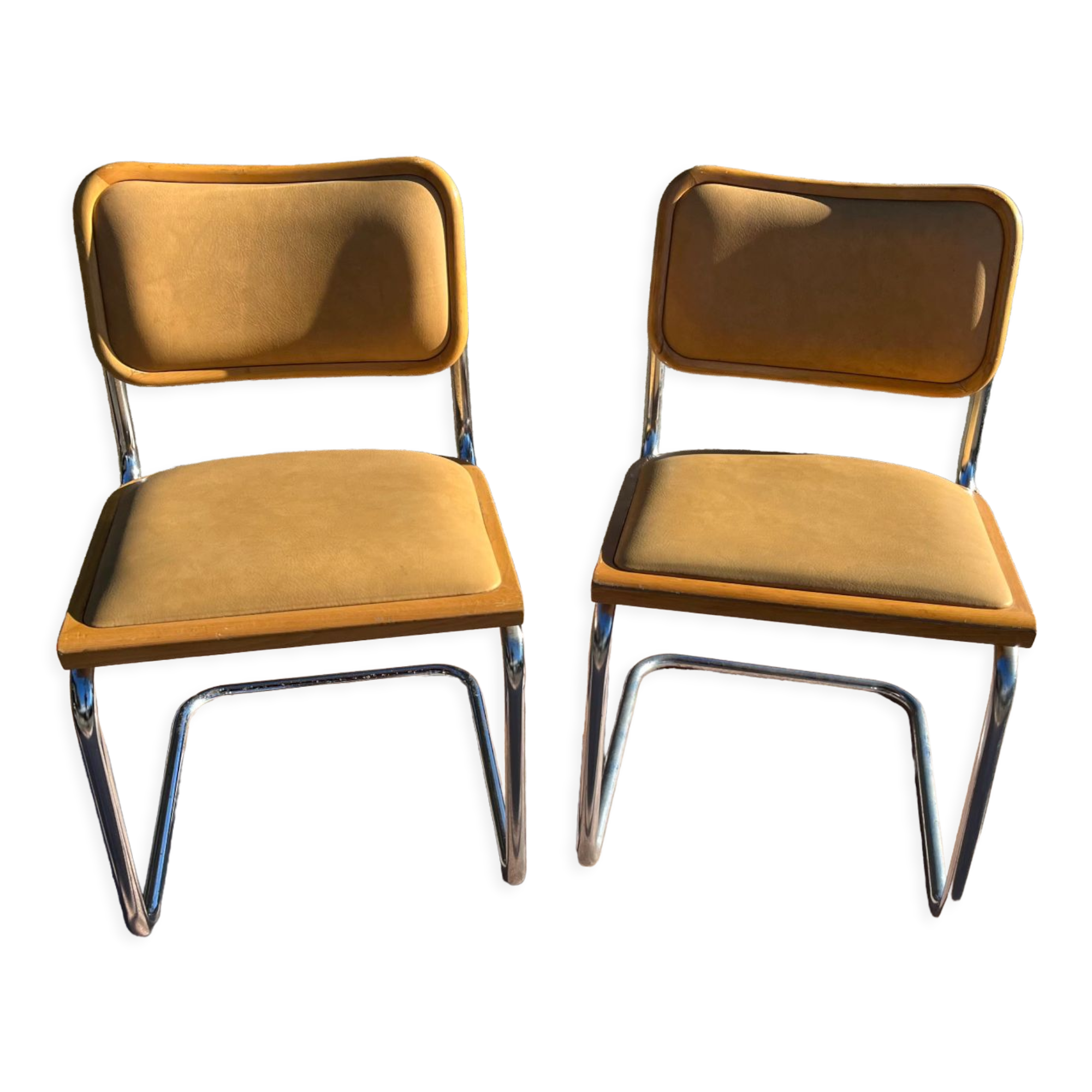 Pair vintage sled reception chairs