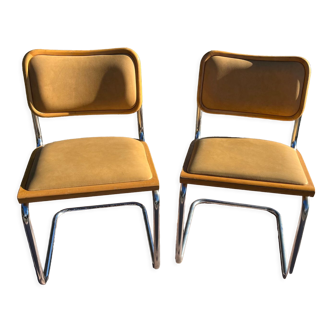 Pair vintage sled reception chairs