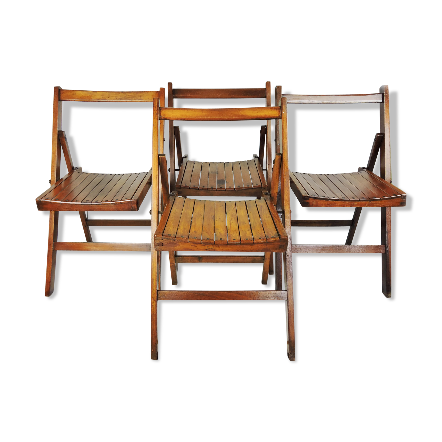 Ensemble de 4 chaises de campagne pliantes George VI utilisées par les militaires britanniques pendant la Seconde Guerre mondiale