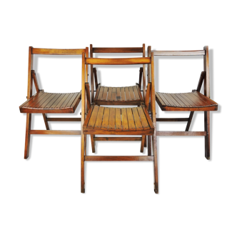 Set of 4 George VI folding campaign chairs used by British military during WWII