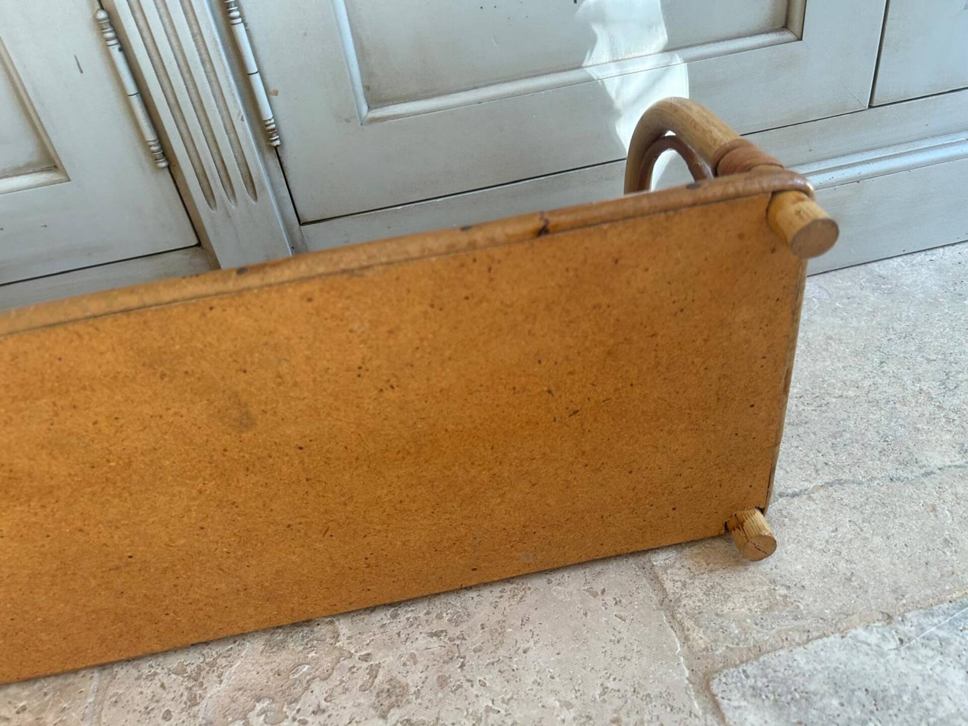 Étagère vintage en rotin osier année 70 bohème