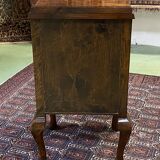English art deco bedside in walnut magnifying glass