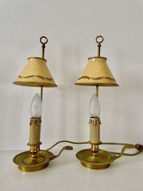 Pair of bronze hot water bottles and Empire-style painted sheet metal