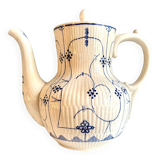 Cafetière Sarreguemines en faïence blanche et bleue, service "Copenhague" - début XXème