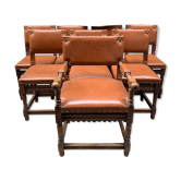 Set of 7 Renaissance-style chairs and armchairs.