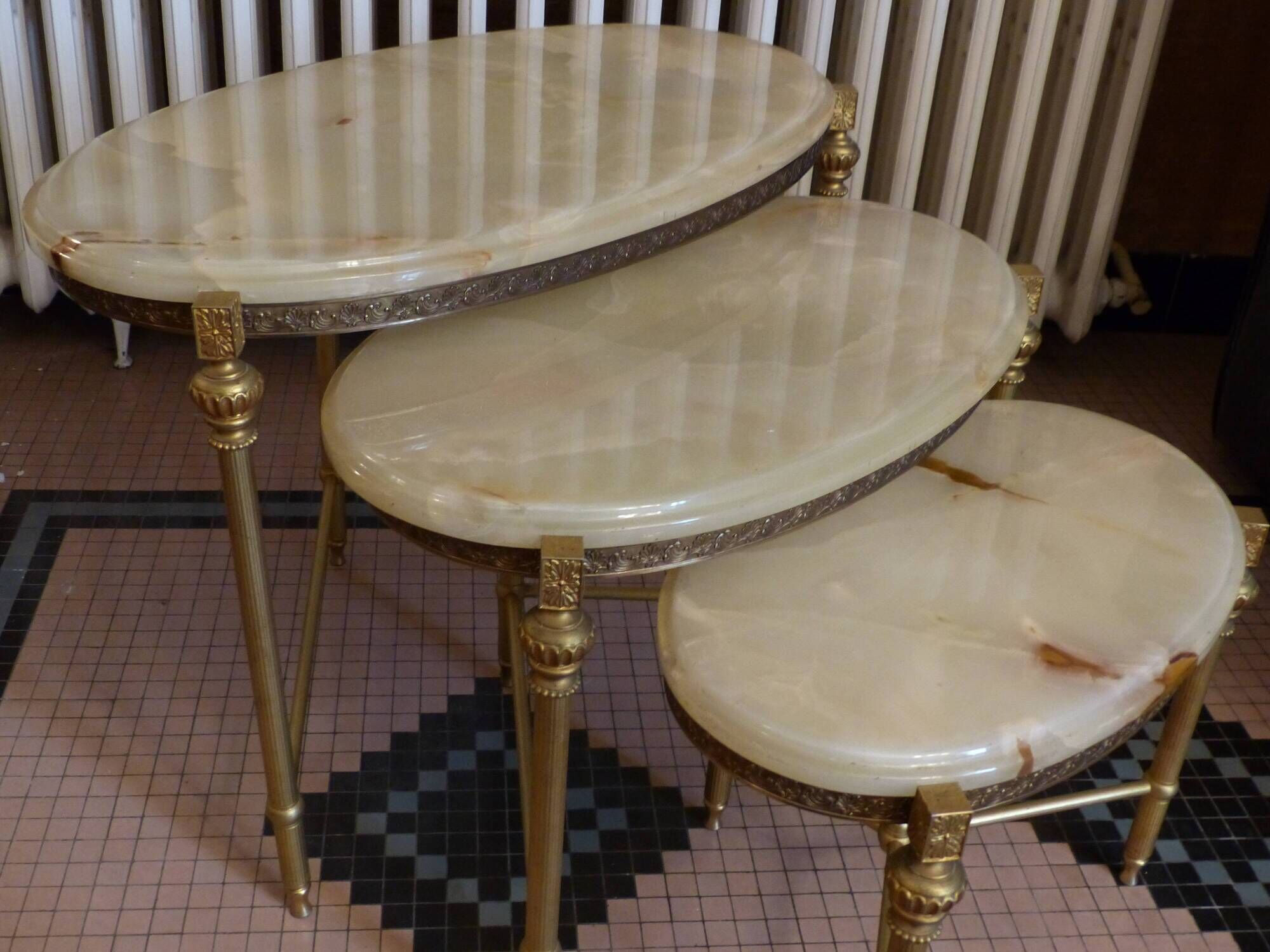 Nesting tables marble and brass 1960