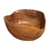 Salad bowl in olive tree of Vallauris signed Tony Bain