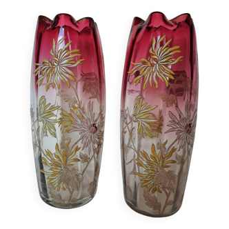 Paire de vases émaillés Olga Théodore Legras