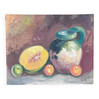 Pitcher and melon painting