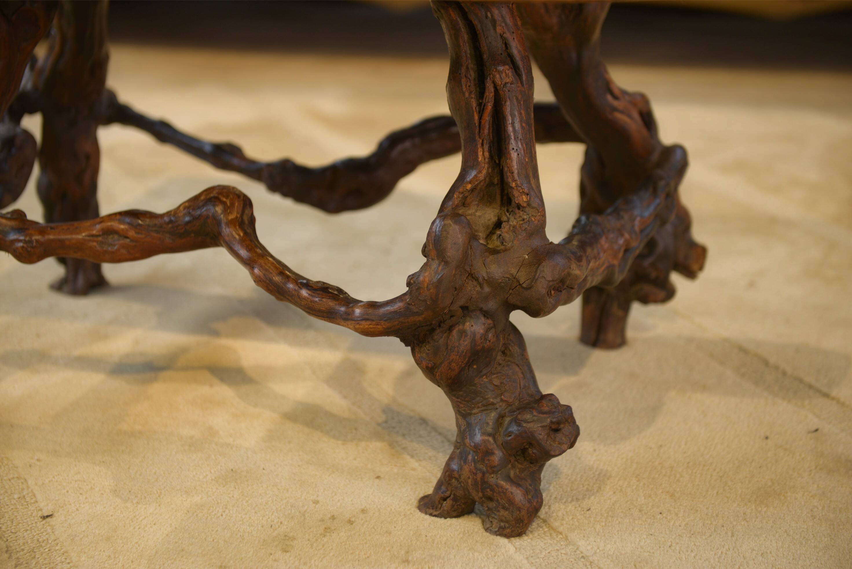 Brutalist side table/coffee table in elm from the 1950s.