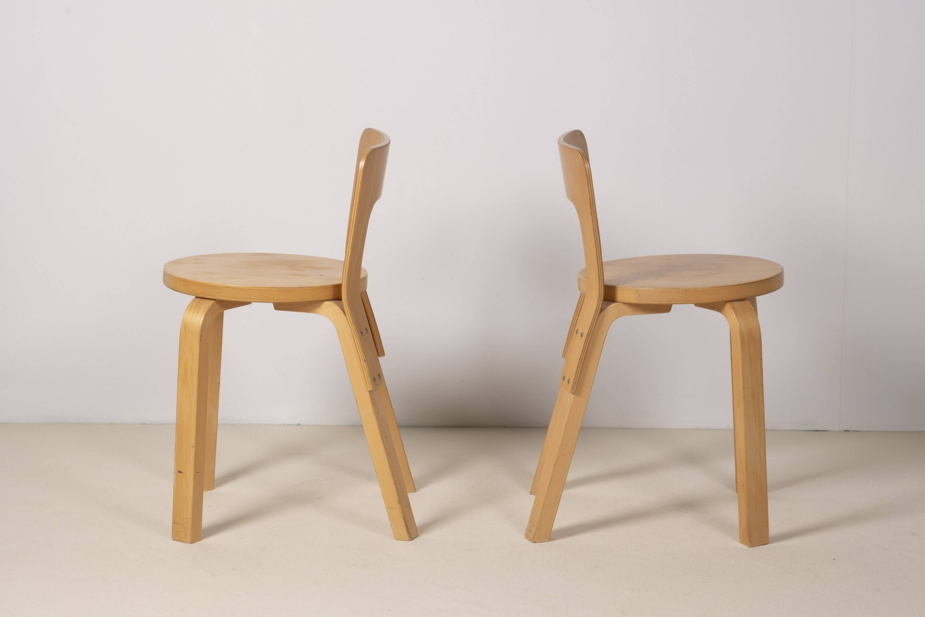 2x Alvar Aalto Chair Model 65, 1970s Artek