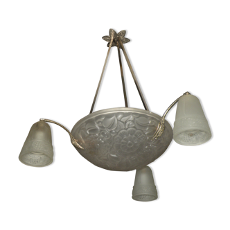 Chandelier Art Deco period 1930, 1940, basin stamped Primaflore