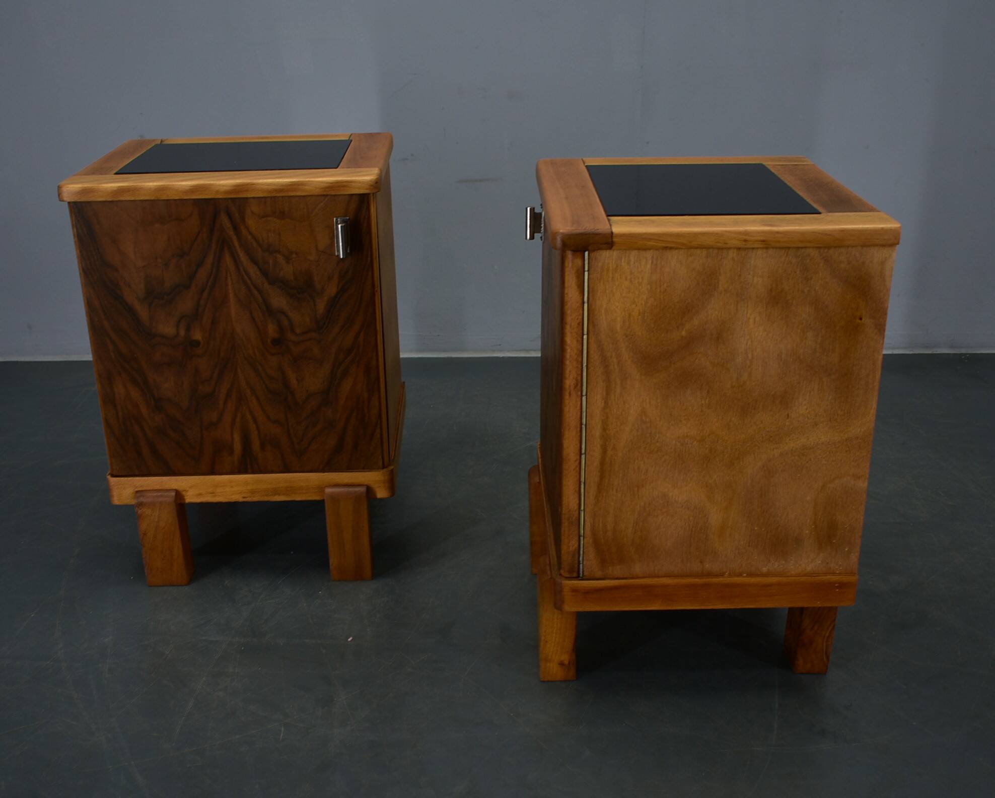 1935s pair of rare Art Deco bedside tables, Czechoslovakia