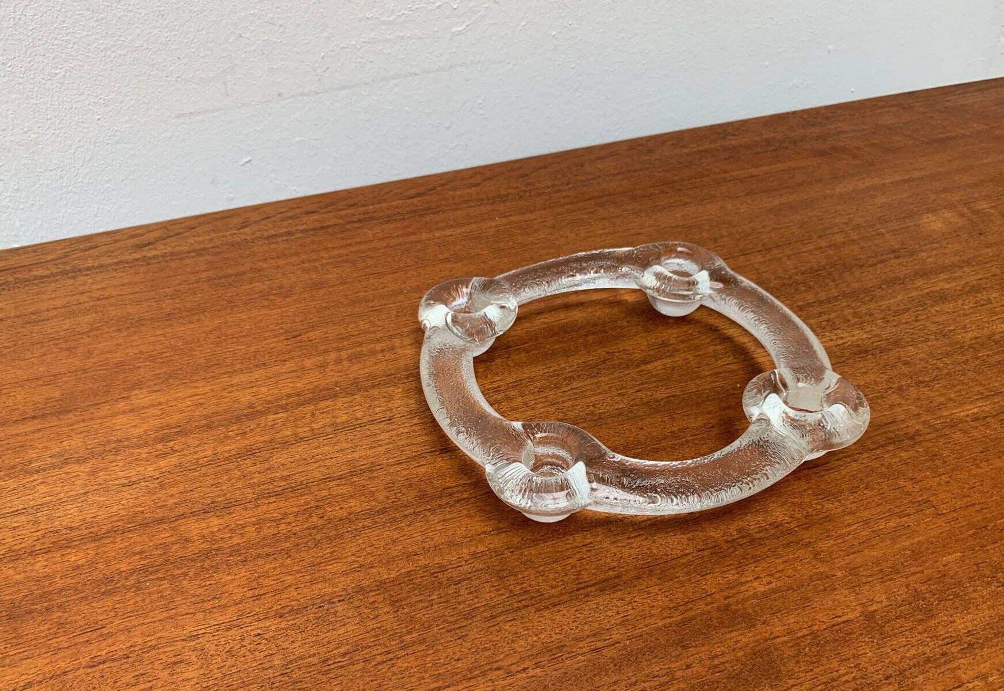 Swedish glass candle holder ring from Pukeberg, 1970s