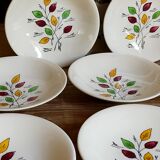 Six vintage plates in fine earthenware from Gien service "Gentilly"