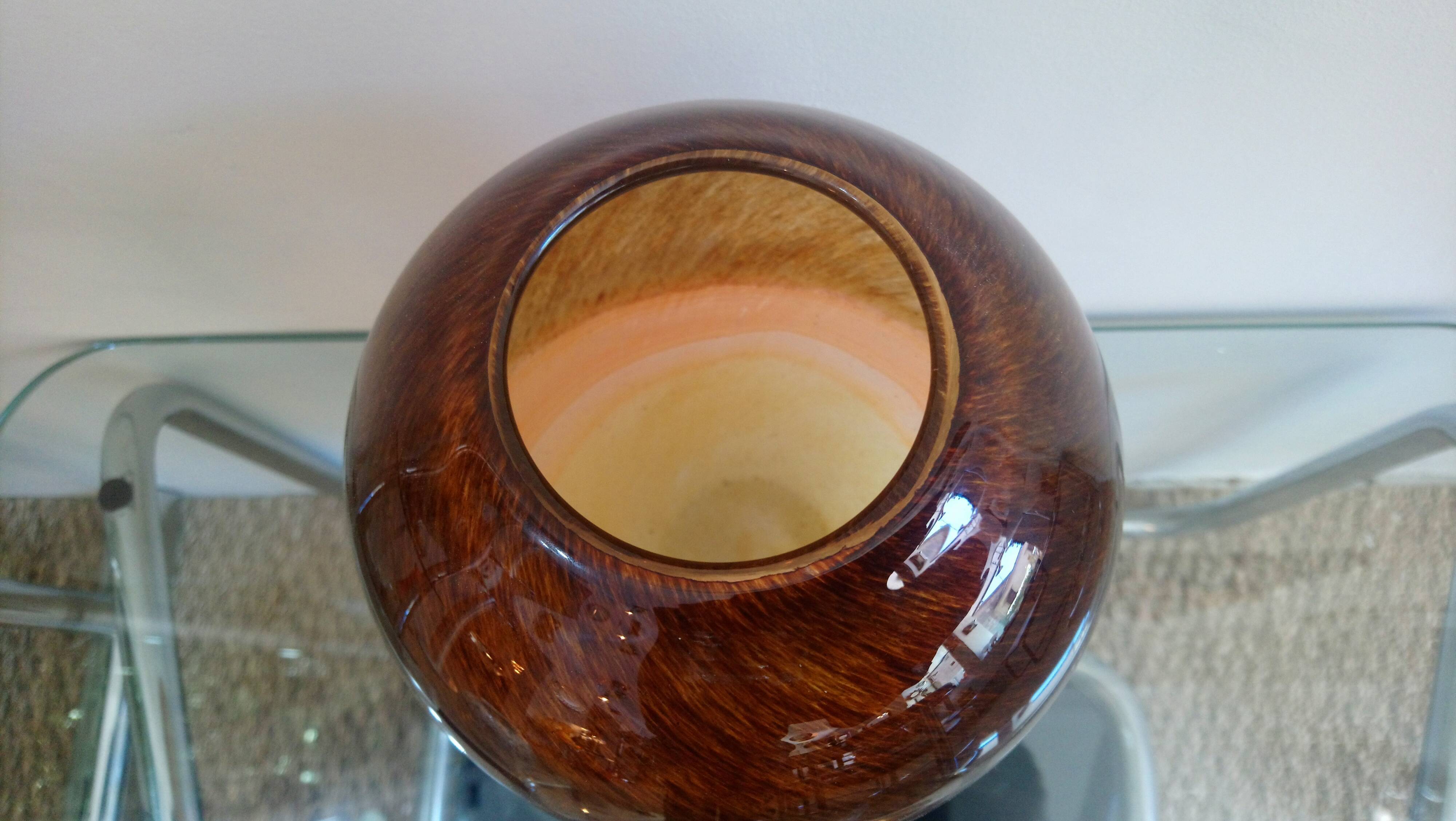 Glass vase blown Italy 70s