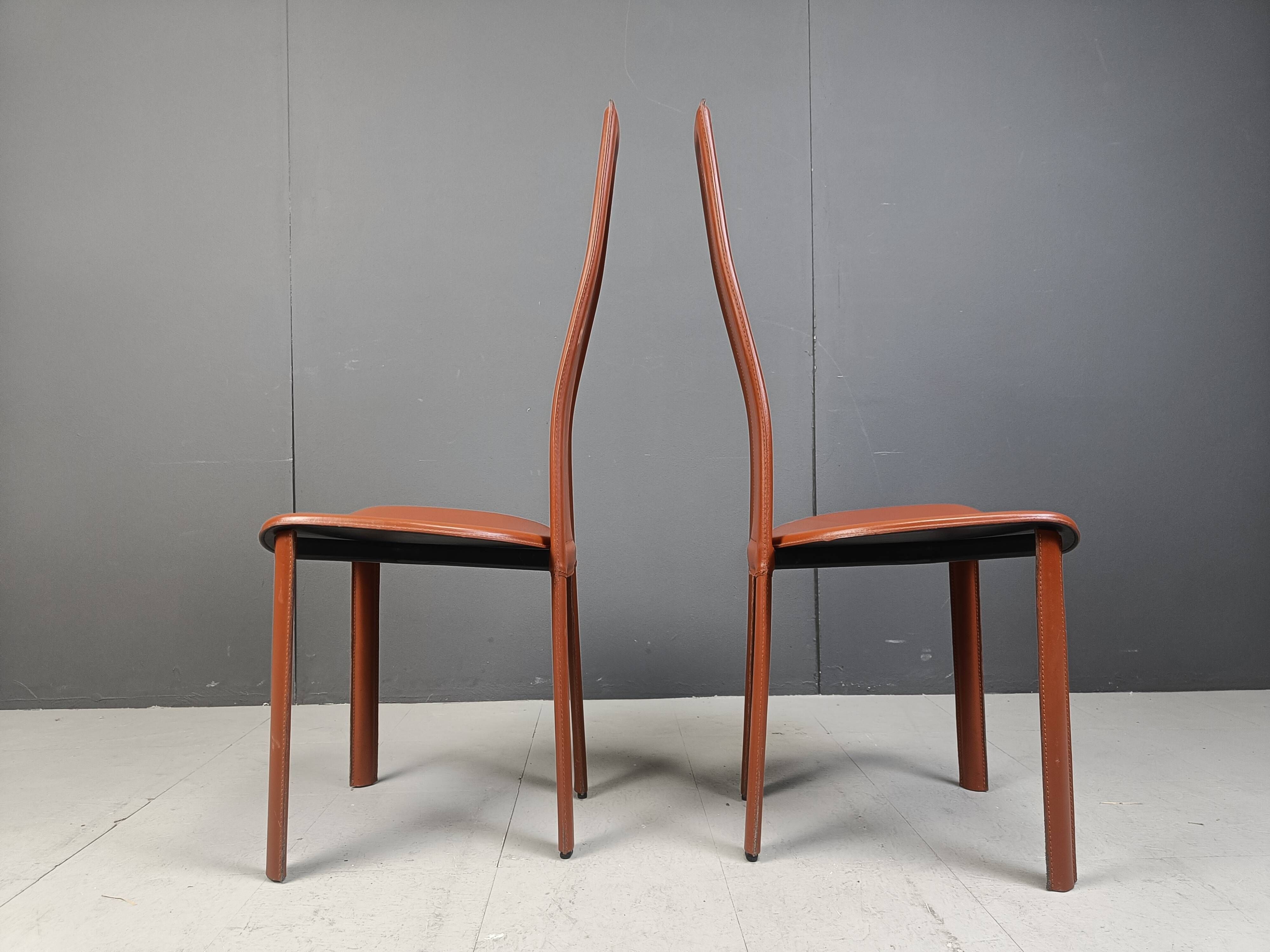Vintage Leather Dining Chairs by Arper Italy, 1980s - Set of 6